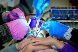 Patient using nitrous oxide sedation in dentistry